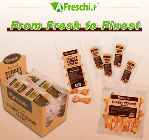 Vista 8 de A Freschi srl Tendones de pavo para perros, golosinas saludables para perros de origen estadounidense, masticables para cachorros sin piel cruda