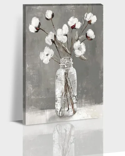 Vista 31 de Hzddty Lienzo de flores rojas de amapola para pared, pintura floral abstracta para paredes, imágenes de flores con estampado floral, decoración