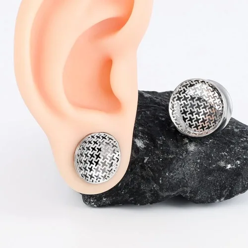 Vista 4 de LADEMAYH 2 Pcs Hypoallergenic Surgical Stainless Steel Ear Plugs Tunnels Gauges for Women & Men, Spider WebCrossFlower of Life Design, PunkGothic