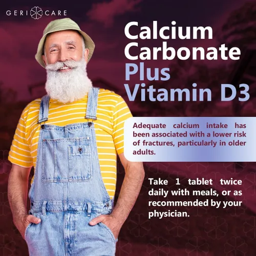 Vista 7 de GeriCare Calcio 600mg - Vitamina D 10mcg Tabletas - Salud ósea - Suplemento nutricional, 60 unidades (paquete de 1)