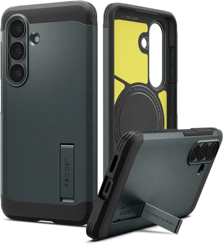Vista 23 de Spigen Funda para Galaxy S25, Tough Armor MagFit [Kickstand] [Compatible con MagSafe] [Protección de grado militar] - Abyss Green Abyss Verde