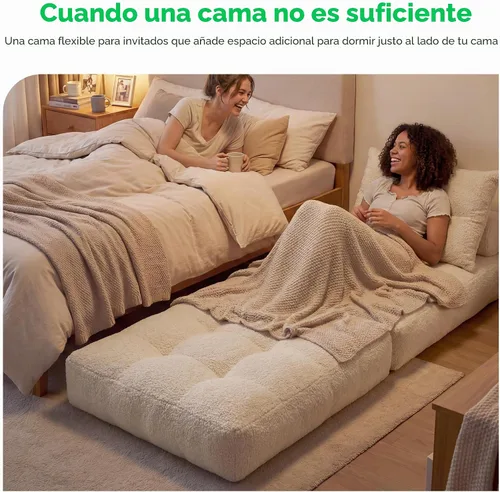 Vista 6 de MONVANE Sofá cama plegable 3 en 1, silla convertible cama, color beige