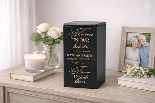 Vista 2 de LifeSong Milestones Urnas para cenizas, urnas masculinas para cenizas humanas, urnas de cremación personalizadas para cenizas humanas adultas, Negro