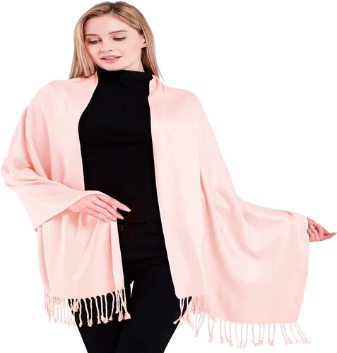 Vista 39 de CJ Apparel Solid Color Tassels Design Nepalese Shawl Seconds Scarf Wrap Stole Throw Head Wrap Pashmina Hand Made in Nepal Amarillo ámbar