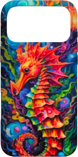 Vista 21 de Funda para iPhone 14 Plus Seahorse Coastal Colorful Ocean Life Art Aquarium Lover Case