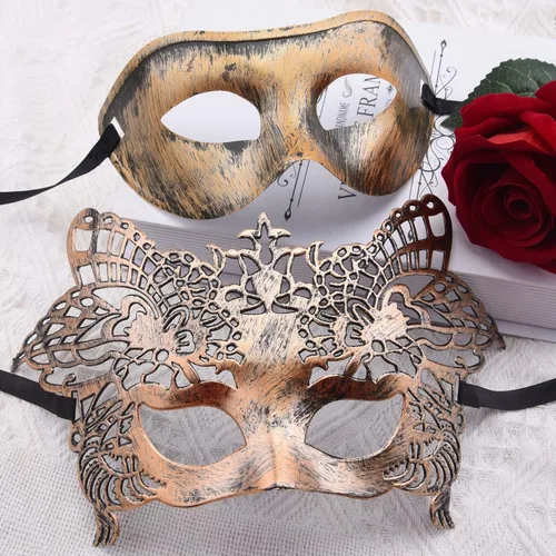 Vista 3 de FEQO 32 máscaras de mascarada, máscaras antiguas vintage venecianas