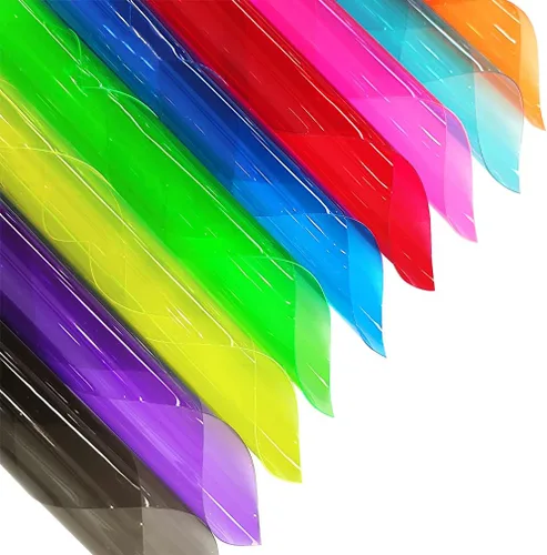 Vista 2 de XHT 9 Piezas de Vinilo de PVC Transparente Claro, Película Fluorescente de Color Sólido Transparente Impermeable de 21cmx30cm para Lazos de Pelo