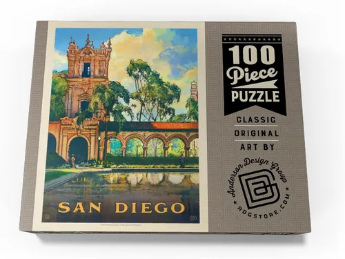 Vista 4 de MyPuzzle San Diego, CA: Balboa Park, póster vintage, rompecabezas prémium de 100 piezas para adultos
