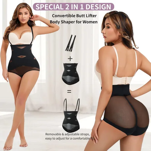 Vista 2 de YERKOAD Bragas con control de abdomen para mujer, moldeador de glúteos, cintura alta, moldeador de cuerpo, ropa interior sin costuras