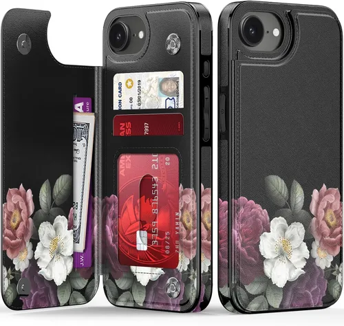 Vista 331 de LETO para iPhone 15 Pro Funda tipo cartera - Tapa tipo folio con patada - Diseños de moda - Tarjetero - Funda protectora para mujeres y niñas - 6.1