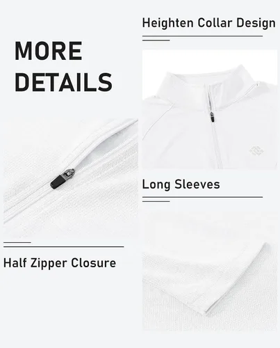 Vista 4 de MoFiz Women's Long Sleeve Golf Polo Shirts Quarter Zip Tennis Pullover Quick Dry Sun Protection Athletic Workout Running Tops