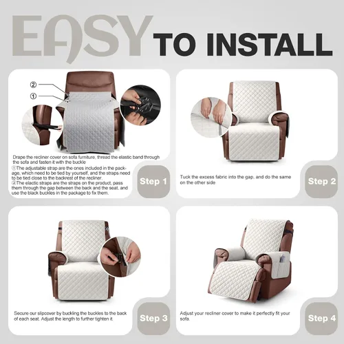 Vista 7 de KinCam Funda 100% impermeable para silla reclinable, fundas de sofá reclinable para mascotas, perros, funda de sofá reclinable, protector de muebles