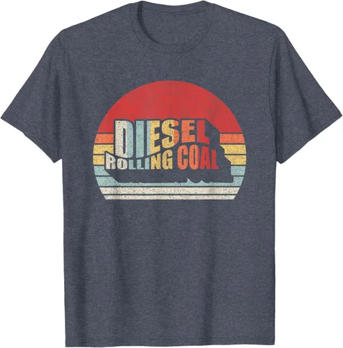 Vista 49 de Camiseta de camión diésel con motor diésel retro y divertido de carbón, Negro