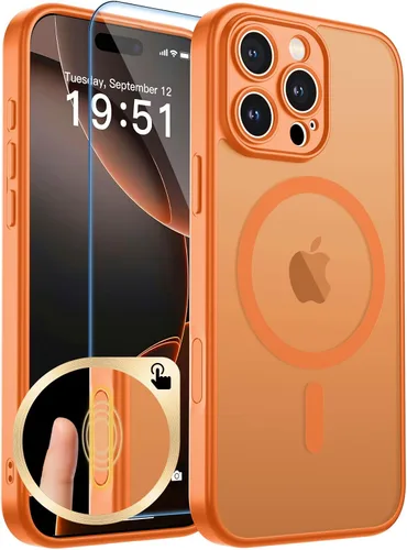 Vista 166 de zapica Funda magnética para iPhone Air, con protector de pantalla de vidrio templado, compatible con MagSafe, translúcida mate, a prueba de golpes