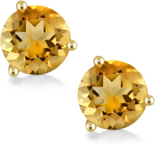 Vista 168 de Gem Stone King Aretes de oro de 14 quilates, 0.236 in, piedra natal redonda, Martini, 3 puntas, aretes de oro para mujer