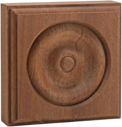 Vista 5 de EWAP30 Rosette Casing Corner Block 1" x 3" Cuadrado Sin Terminar, Cereza