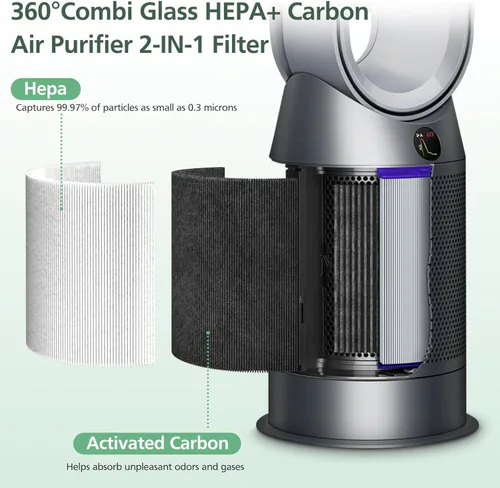 Vista 9 de 360 Combi Glass HEPA + filtro de carbono de repuesto para Dyson HP1 TP09 TP07 TP06 TP04 TP10 TP7A HP04 HP06 HP07 HP09 HP10 HP4A HP7A PH01 PH02 PH03