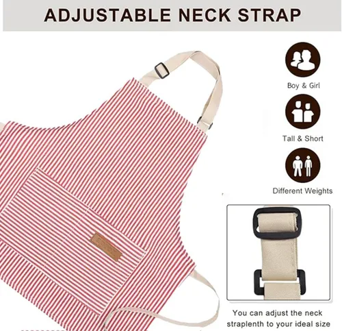 Vista 4 de Delantal para padres e hijos, delantales para mujeres con bolsillos, delantales ajustables para niños y niñas, regalos de cocina para mujeres