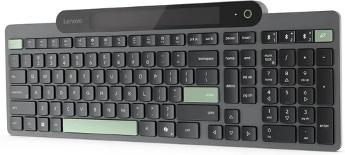Vista 8 de Lenovo 800 Teclado Bluetooth Autocargable, Utiliza Luz Ambiental para la Carga, Bluetooth 5.1, Soporta 3 Dispositivos, Sin Batería, Inalámbrico, Gris