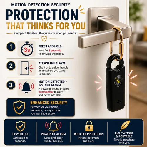 Vista 6 de VOLTEK Personal Safety Alarm + Whistle Set for Women - Extra Loud 135 dB, LED Strobe Light, USB-C Rechargeable, Intrusion Mode (Doors, Windows)