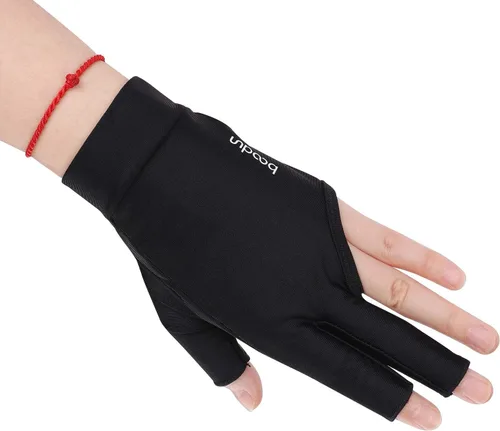 Vista 2 de Guante de billar para mano izquierda, 3 dedos, guantes elásticos para piscina, tiradores Carom Snooker Cue Game Sport Show Glove