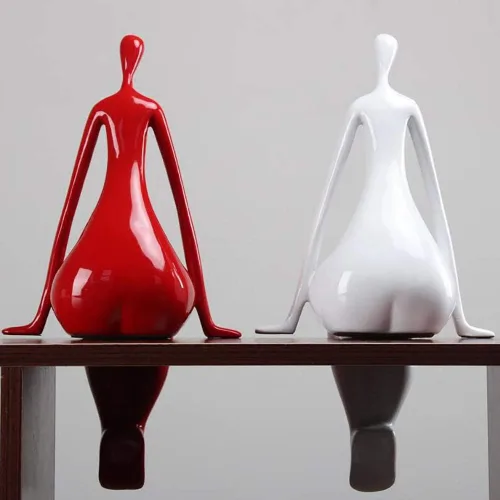 Vista 3 de D&LE Figuras de yoga, esculturas de resina modernas, arte abstracto, estatua de yoga para niña, para decoración de escritorio en casa, oficina