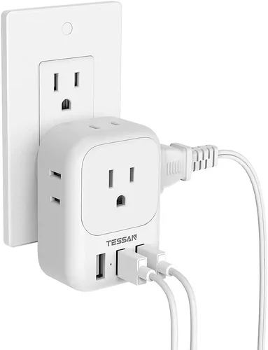 Vista 8 de TESSAN Bloque de cargador USB C 20W PD, adaptador de carga rápida con enchufe plegable Negro