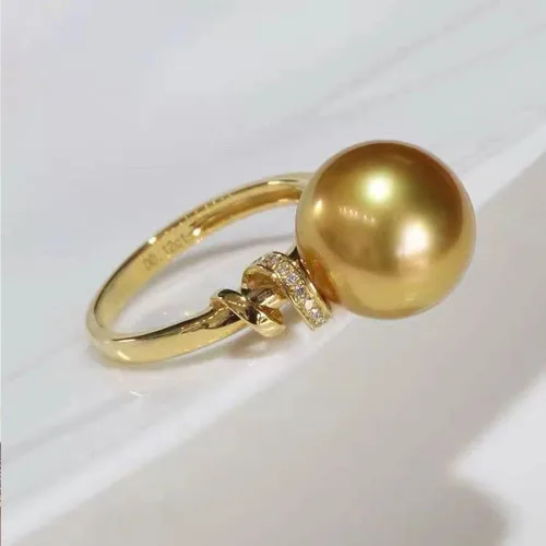 Vista 7 de Natural Nanyang anillo de perlas de oro para mujer, 12-13MM AAAA agua dulce 925 plata esterlina anillo de perlas cultivadas anillo de compromiso