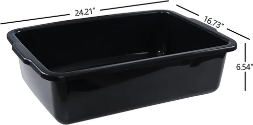 Vista 4 de Sadstory - Tina de autobús comercial de plástico negro, caja de autobús grande de 35 L, 4 paquetes