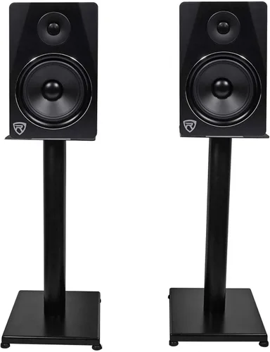 Vista 6 de Rockville RS21B - Soportes para altavoces de estantería de 21 pulgadas de acero, capacidad de 27 kg, gestión de cables, almohadillas anti-vibración
