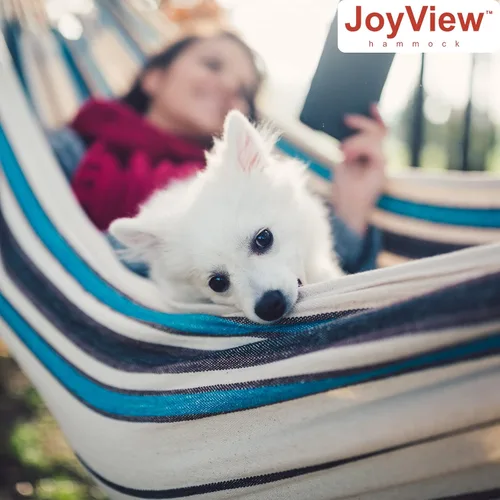 Vista 5 de JoyView Hamaca brasileña para una sola persona, hamaca portátil con cuerdas para colgar y bolsa de transporte, grande de 78.8 x 39.4 pulgadas