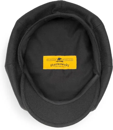 Vista 4 de Sterkowski Peaky Gorra de periódico 100% lana para hombre y mujer Gorra clásica y elegante de Paperboy Negro