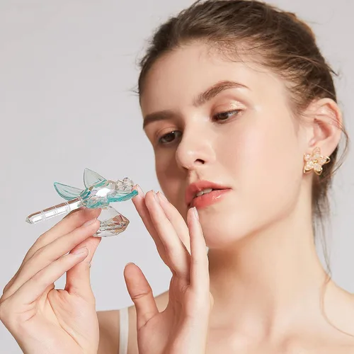 Vista 5 de Figura de libélula de cristal, diseño de animales coleccionables, pisapapapeles para decoración Figura coleccionable de libélula de cristal