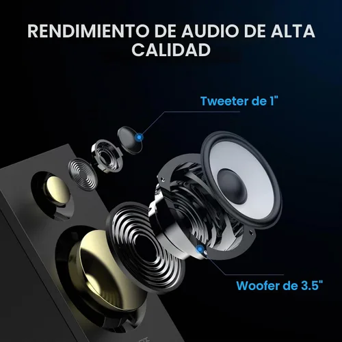 Vista 3 de BT16 Altavoces HiFi de Estantería Woofer de 3.5" con Tweeter de 1", 60W(30Xx2) Bluetooth 5.3, Altavoz Estéreo Amplificado con DAC USB de 24bit