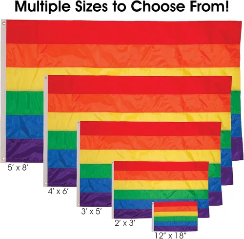 Vista 4 de In the Breeze 3700 - Bandera de arco iris con ojales, 2 x 3 pies