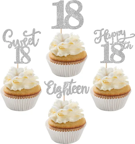 Vista 41 de Rsstarxi Paquete de 24 adornos con purpurina para cupcakes de 30 cumpleaños, treinta y 30 fabulosas selecciones de cupcakes, decoraciones para feliz