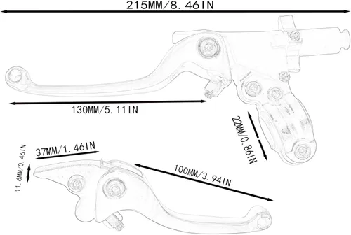 Vista 4 de Palancas universales de freno de embrague de 7/8 pulgadas de 0.866 in para CRF70 CRF110 XR 50 XR 70 XR 110 ATV Pit Dirt Bike (rojo)