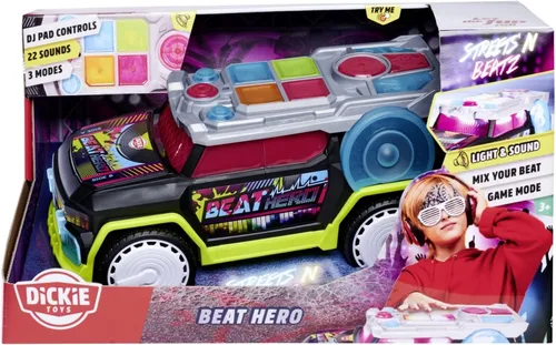 Vista 2 de Dickie Toys - Beat Hero 203767001 +3 años de coche con consola de música, 22 sonidos, luces LED, 3 modos de juego, Streat n Beatz