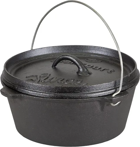 Vista 26 de Stansport - Horno holandés de hierro fundido presazonado de 1 cuarto con fondo plano (16016) Pre-seasoned cast iron with a flat bottom for stovetop