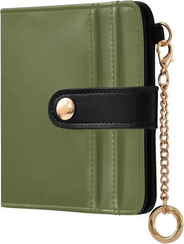 Vista 9 de Sinestour Black print Small Wallet for Women RFID Blocking Leather Bifold Small Purse with ID Window Card Holder Zipper Coin Pocket, Compact Credit