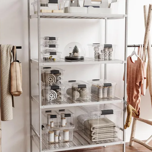 Vista 9 de Superio Caja de almacenamiento transparente con tapa, contenedores de plástico de 2.3 cuartos para organizar, cajas apilables, sin BPA, no tóxico