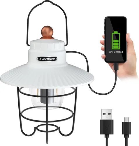 Vista 10 de Linterna de camping LED EverBrite, linterna recargable USB C con 3 modos de luz, linternas vintage para exteriores con función de banco de energía