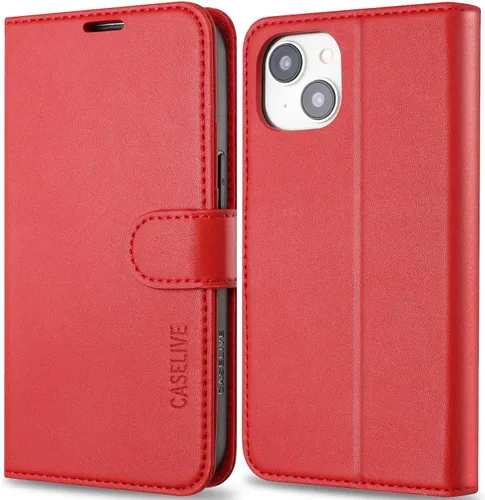 Vista 9 de Funda tipo cartera para iPhone 13/iPhone 14 con tarjetero [funda de cuero de alta calidad] [bloqueo RFID]