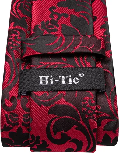 Vista 318 de Hi-Tie Corbatas de seda para hombre, diseño de cachemira a rayas, con bolsillo, gemelos cuadrados, conjunto formal de negocios