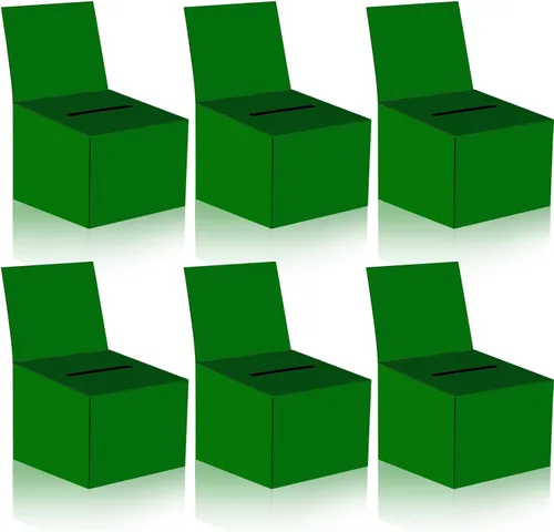 Vista 11 de Paquete de 6 cajas de sugerencias para rifas con ranura, cajas de cartón de 6.5 x 4.5 x 4.5 pulgadas con ranura para boletos y cabecera extraíble