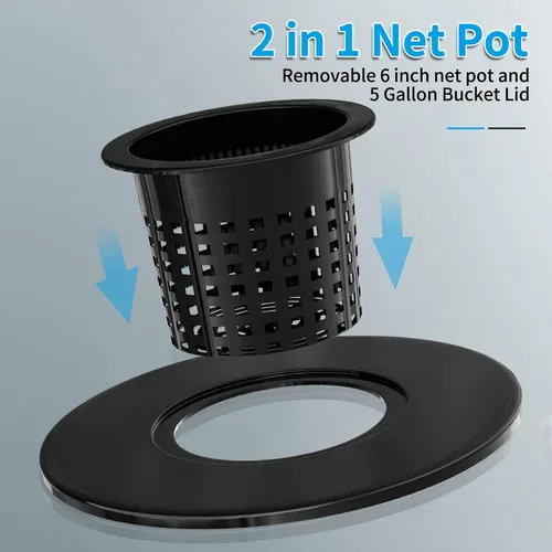 Vista 2 de Macetas de red de 6 pulgadas para cubos de 5 galones (paquete de 6), tapas de cesta hidropónicas sin BPA DWC