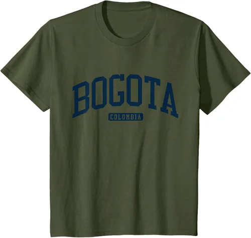 Vista 11 de Bogotá Colombia College University Style Camiseta azul marino, Blanco