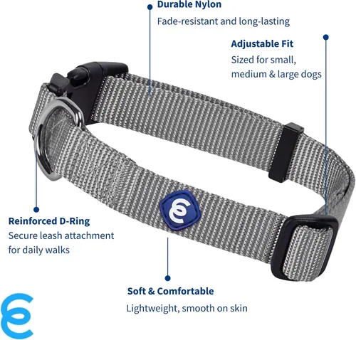 Vista 2 de Blueberry Pet Essentials - Collar clásico para perro, 21 colores, color gris pedernal, tamaño XS, cuello de 8 a 11 pulgadas, collares para perros