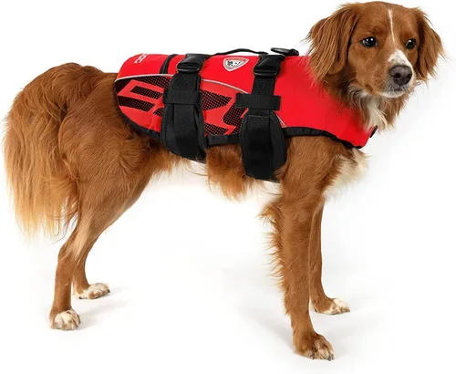 Vista 2 de Dispositivo de flotación para perro, chamarra de perro, chaleco de vida EzyDog(DFD), XS, Rojo