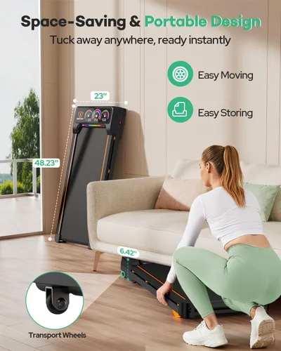 Vista 15 de Almohadilla plegable para caminar con 15% de inclinación automática/luz RGB/pantalla dual, cintas de correr de 3.5 HP para el hogar, almohadilla
